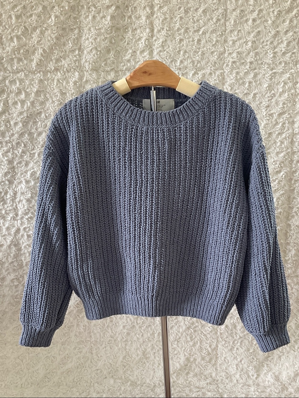 H&M Kids Chunky Knit Crewneck Sweater - Slate Blue